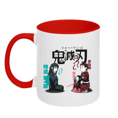 Чашка керамическая двухцветная Муичиро из Незуко и Танджиро 320 мл Красно-белый (17598332-18-202040)