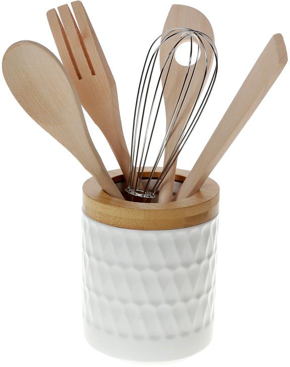 Набор кухонных аксессуаров Nouvelle Home Blob 5 пр. в фарфоровой подставке (BD-289-343)