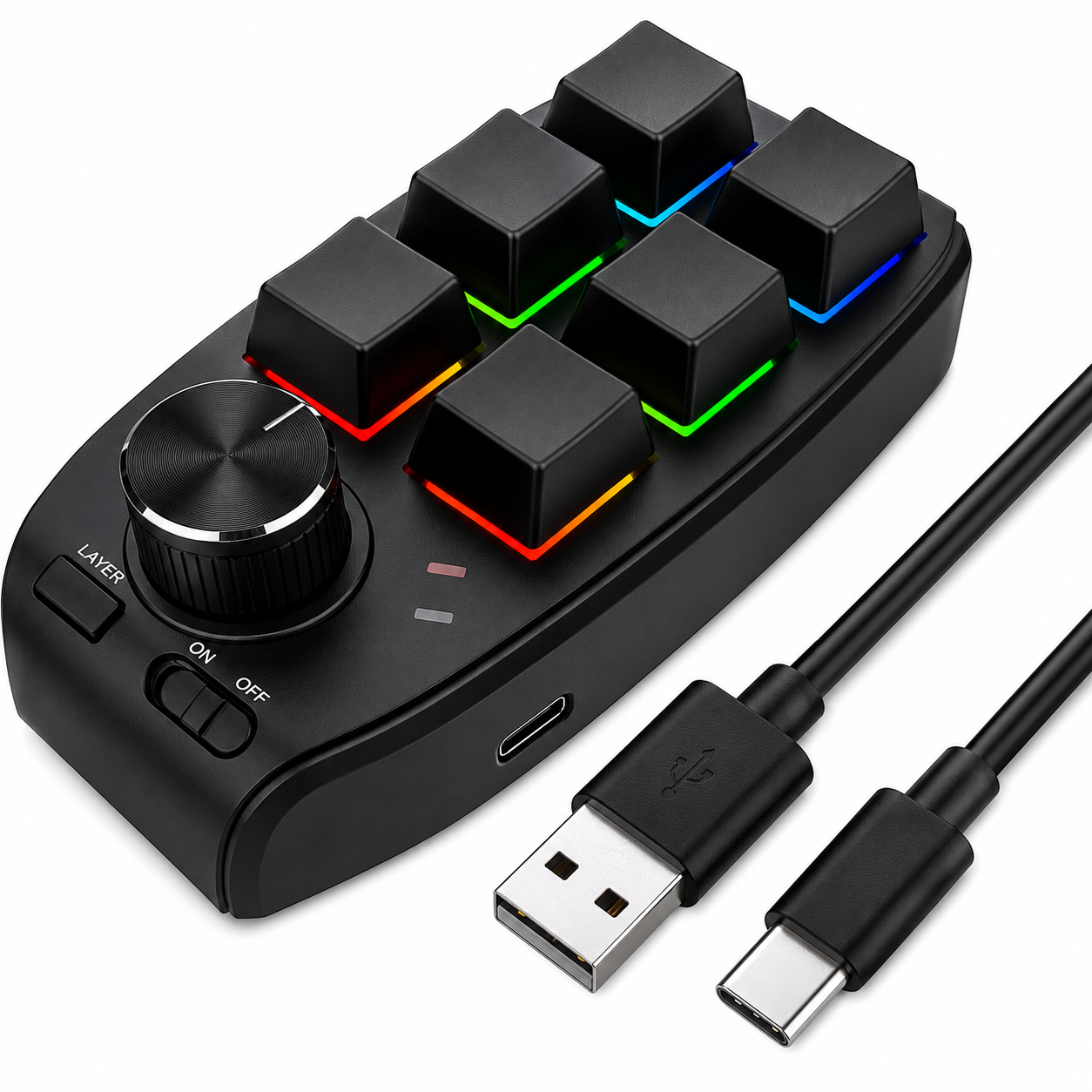 Клавиатура программирована с RGB подсветкой на 6 клавиш и 1 энкодер (1012-189-00) Клавиатура программирована с RGB подсветкой на 6 клавиш и 1 энкодер (1012-189-00)