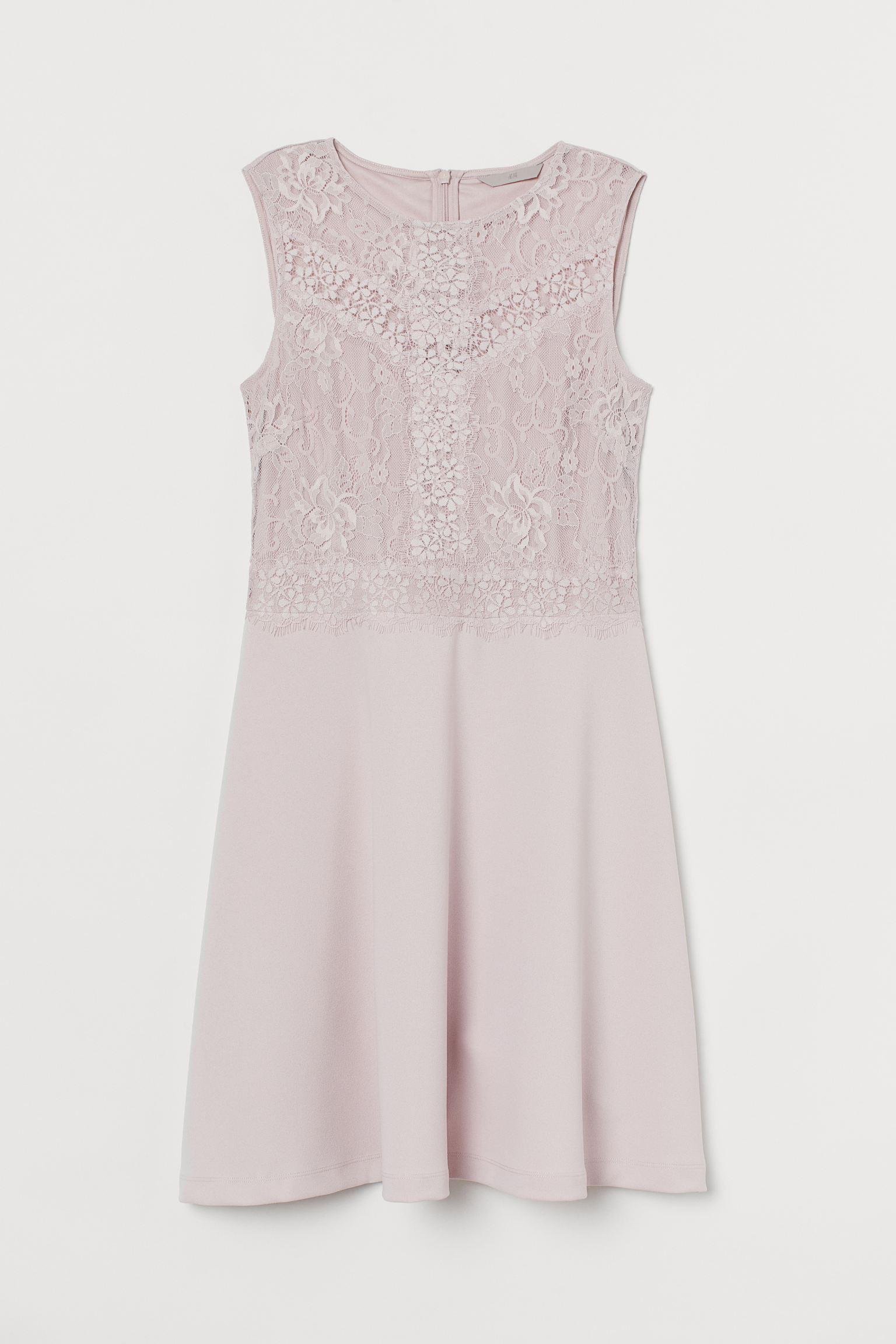 Платье с кружевом S Пудровый (8673651wer)