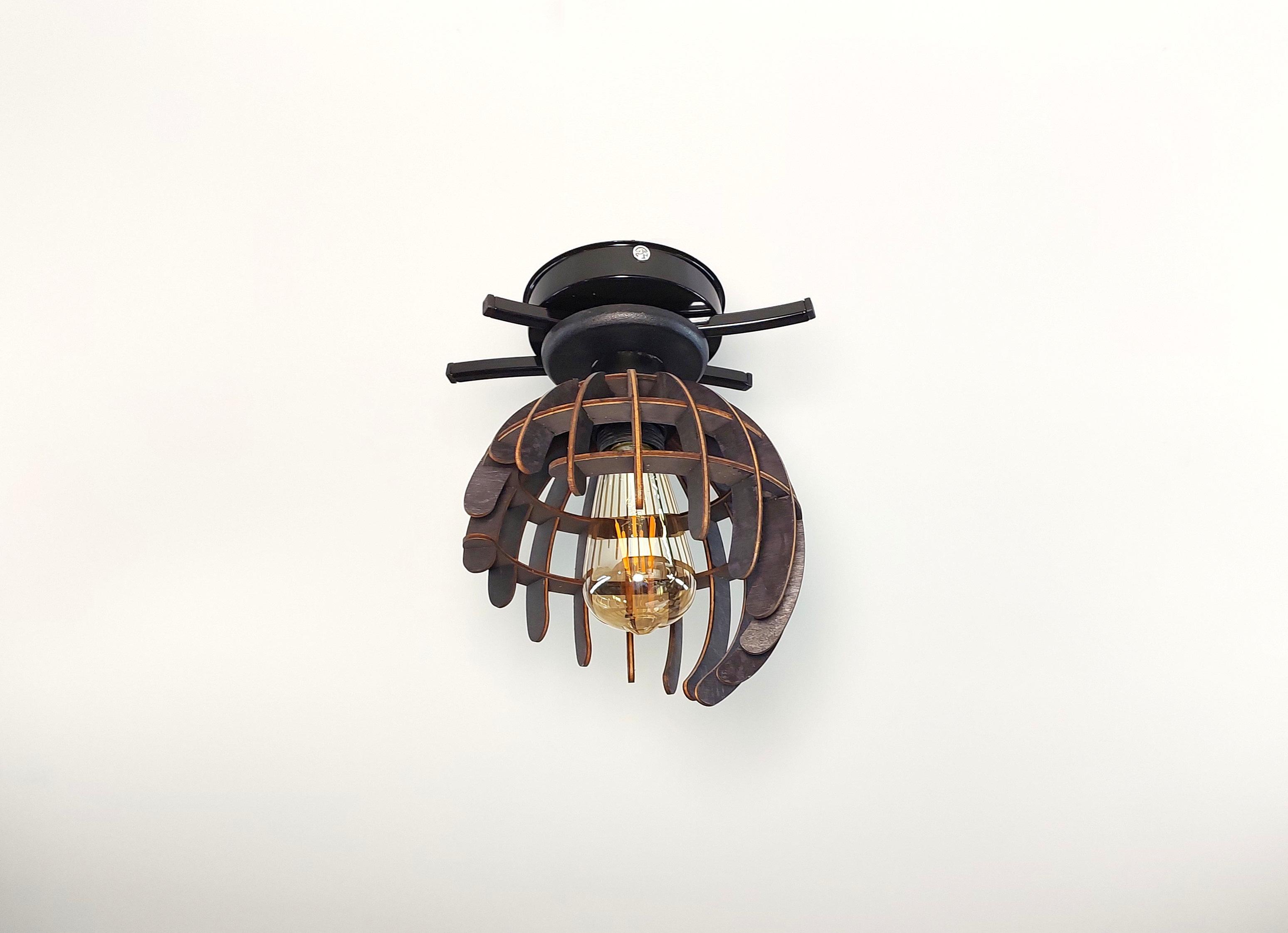 Люстра в стиле лофт на 1 лампочку с деревяным плафоном Черный (4341-11) - фото 2 Люстра в стиле лофт на 1 лампочку с деревяным плафоном Черный (4341-11) - фото 2