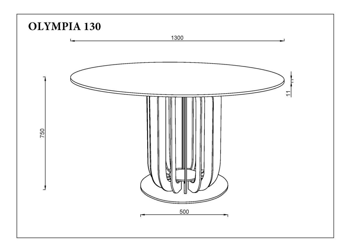 Обеденный стол Intarsio OLYMPIA CERAMIC 130 см Белый матовый/Черный (OLYMPIA130) - фото 6