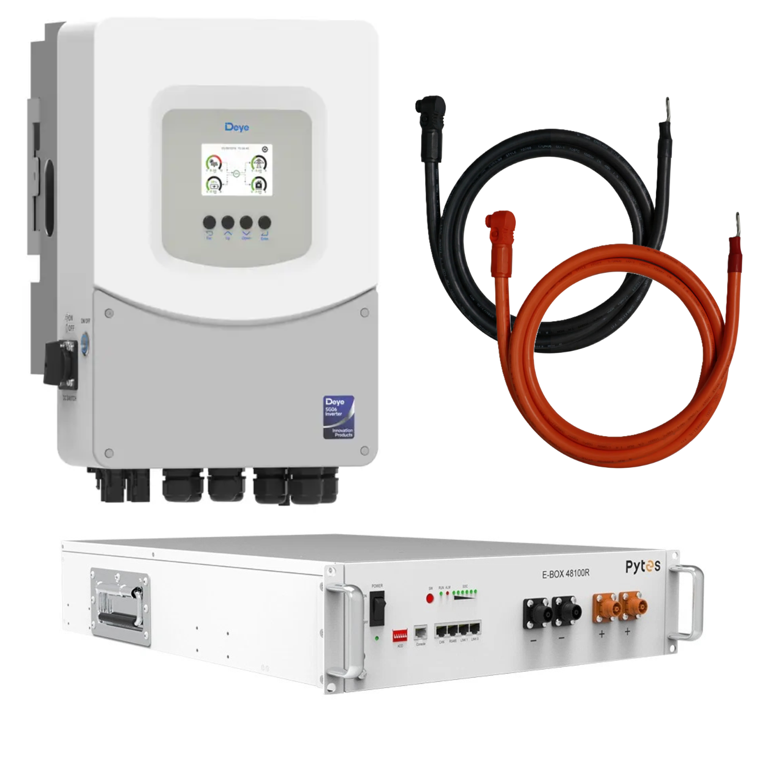 Комплект автономного энергоснабжения Deye 6 кВт SUN-6K-SG06LP1-EU-BM2 и Pytes E-BOX-48100R TE+ 5,12 кВт·ч (38125085)