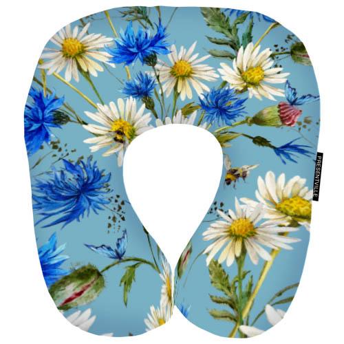 Подушка дорожная Ромашки и васильки 32x30 см (DOP_22U015)