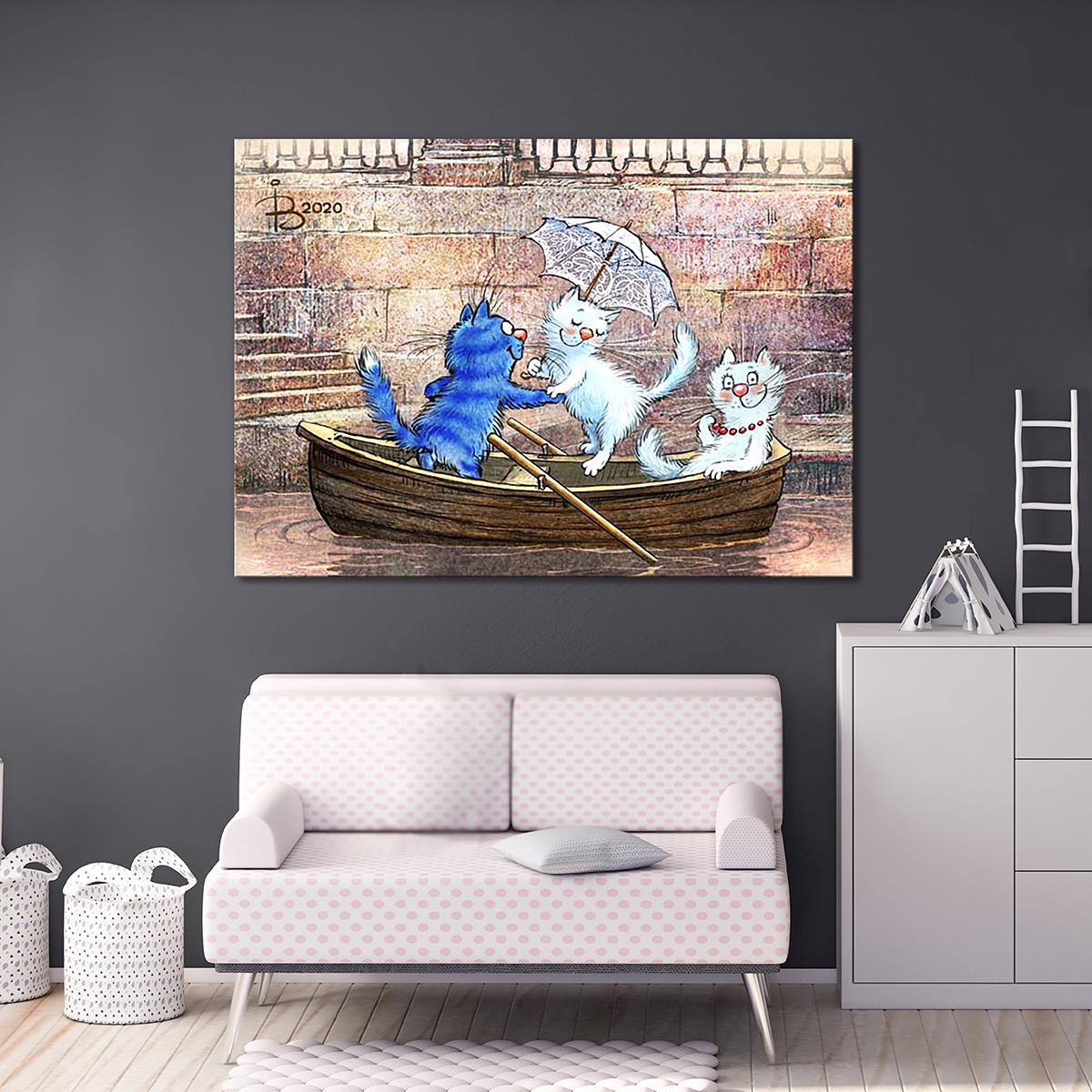 Модульная картина Трое в лодке 1 модуль 50x75 см