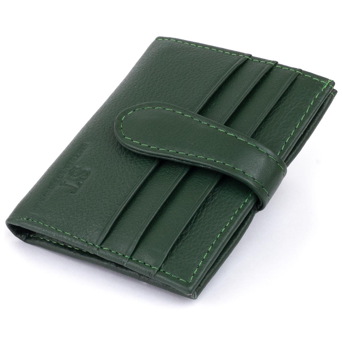 Кошелек-визитница женский ST Leather 19229 на хлястик с кнопкой Зеленый