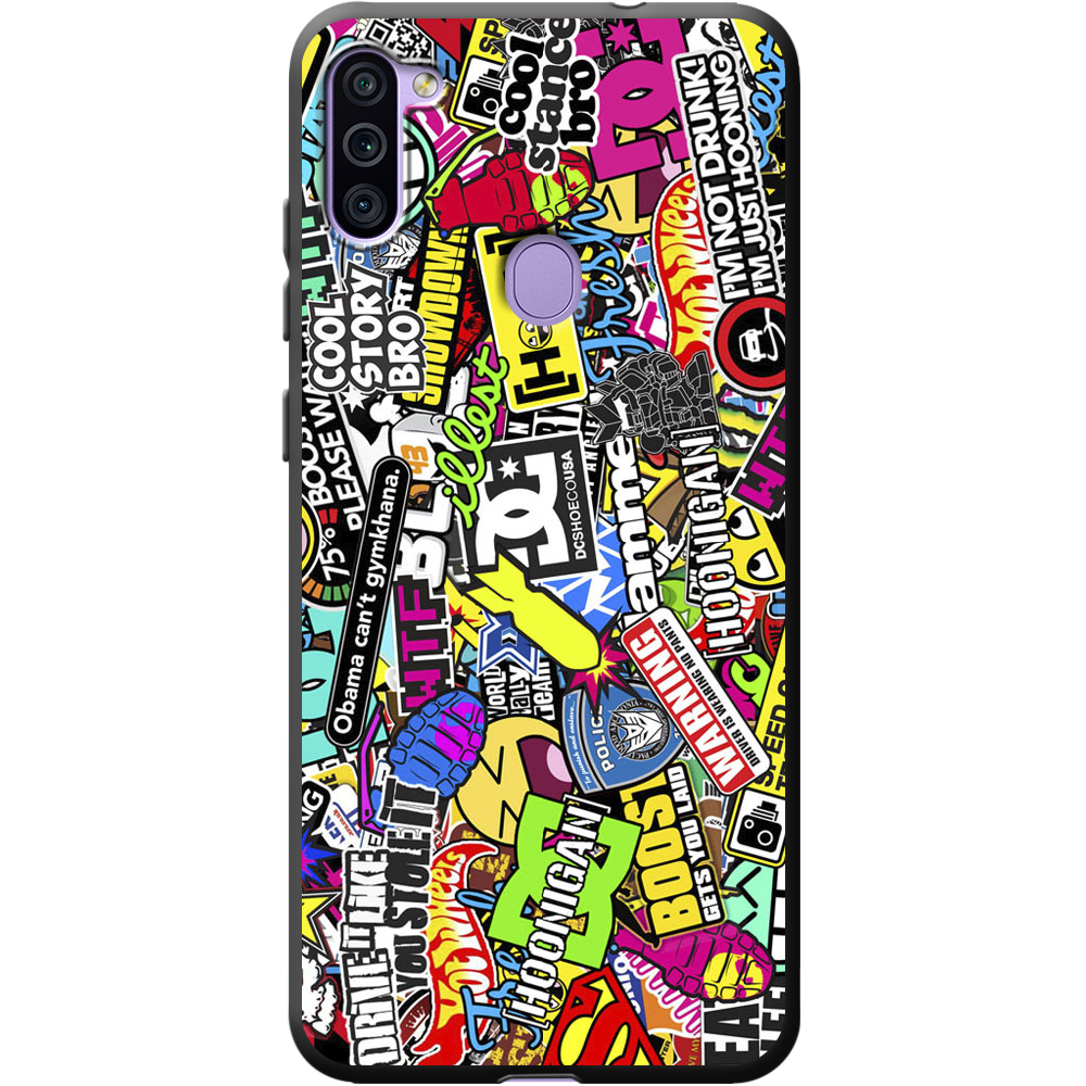 Чехол Boxface Samsung M115 Galaxy M11 Multicolored Inscriptions Черный силикон (39780-up880-40216)