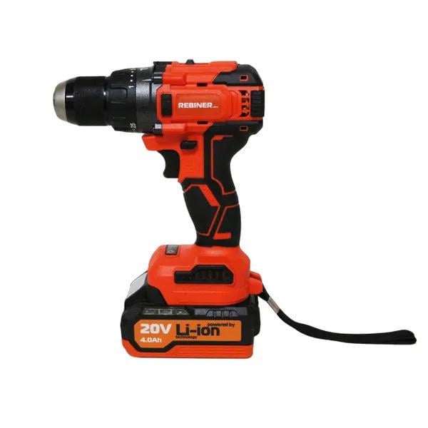Шуруповерт бесщеточный аккумуляторный Rebiner RAD21BL/20Li 4Ah 20 В 60 Нм ударный металлический патрон и кейс (3020988920)