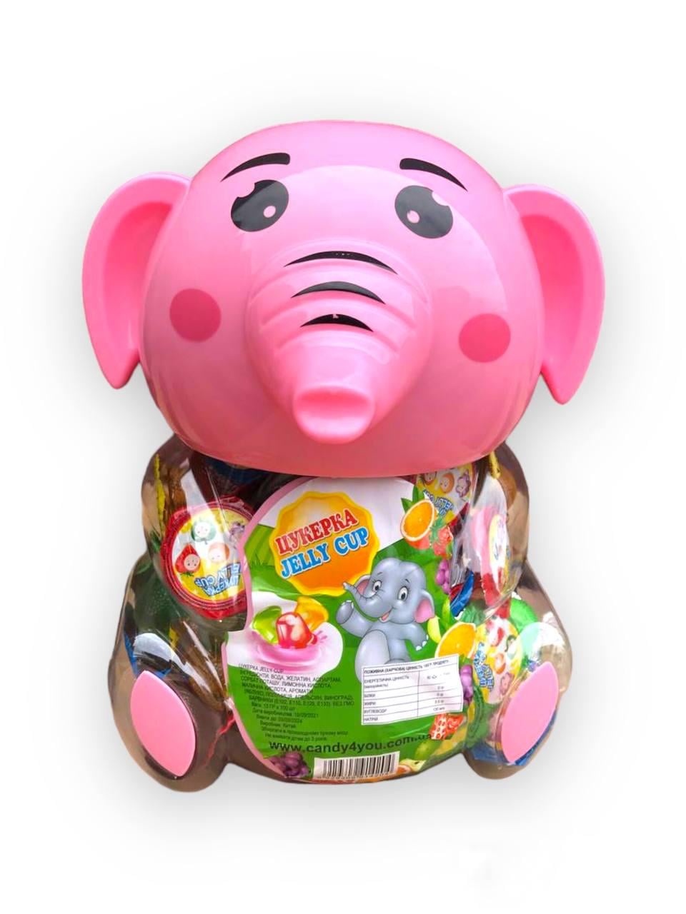 Желе фруктовое в банке-копилка Fruit Jelly Слоненок 100 шт. Розовый (00000005590)