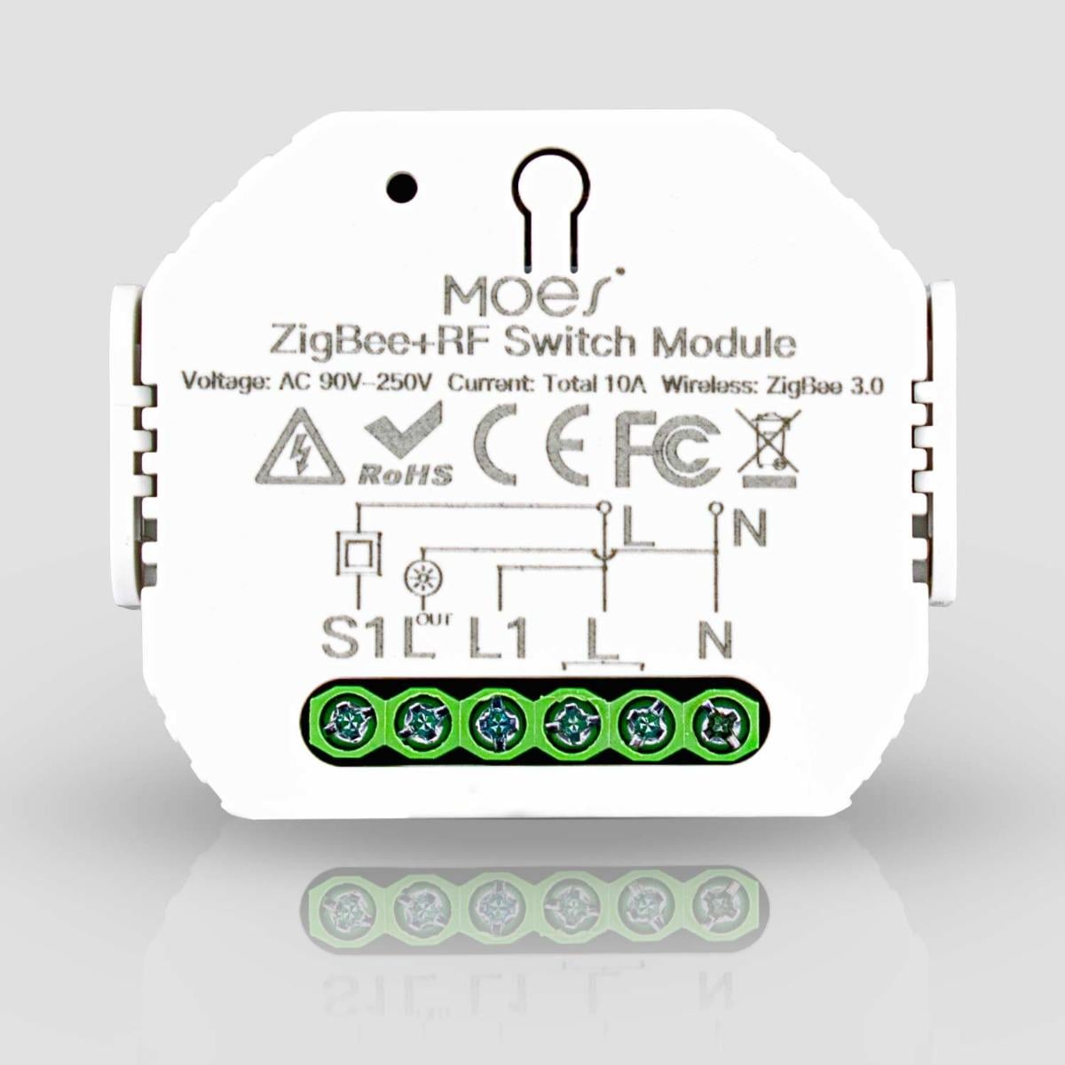 Реле одноканальное ZigBee 3.0/RF Moes MS-104Z (WH00228) Реле одноканальное ZigBee 3.0/RF Moes MS-104Z (WH00228)
