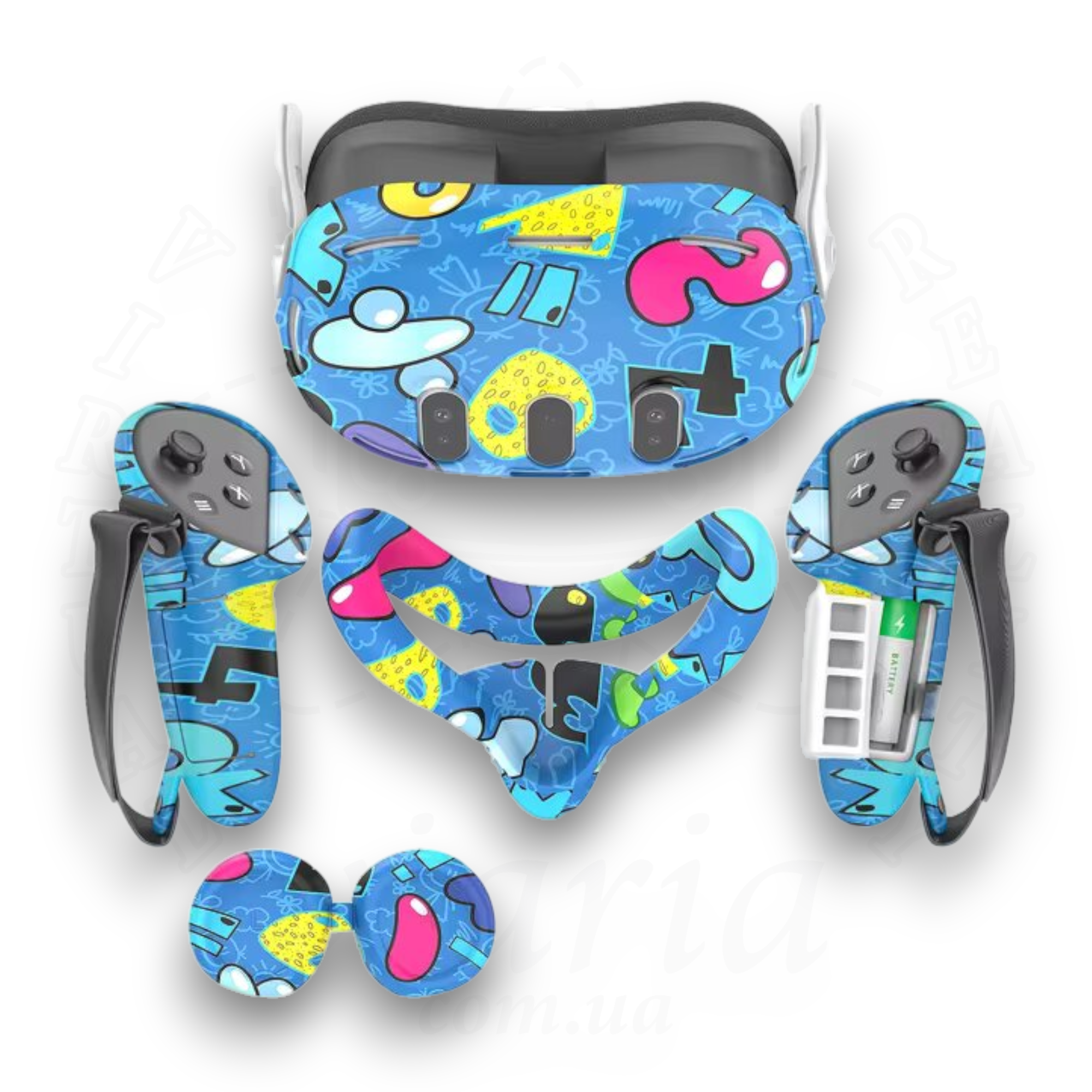 Защитный набор силиконовый дизайнерский для Meta Quest 3 Blue Yellow (ACS-SDZNMQ3by)