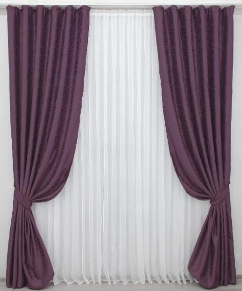 Комплект штор в гостиную/спальню блекаут 1,5х2,7 м 2 шт. Баклажановый (1167ш)