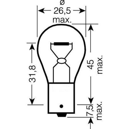 Лампа указательная Osram 7511 P21W 24 V 21 W BA15s (85909) - фото 2