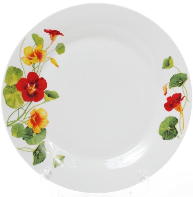 Набор фарфоровых обеденных тарелок Настурция 6 шт. 27 см