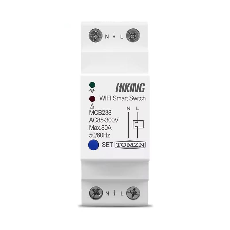 Выключатель умный WiFi TOMZN с таймером 1P+N 80A 230V Smart Life/Tuya (MCB238)