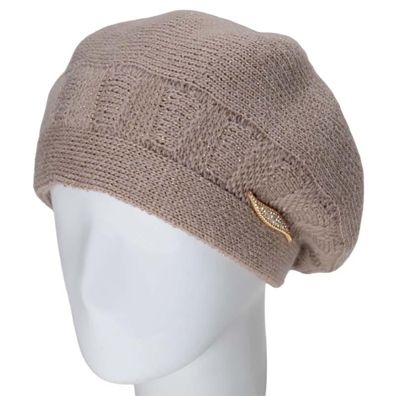Берет жіночий Lirus Мілена подвійний з люрексовою ниткою Бежевий (119199)