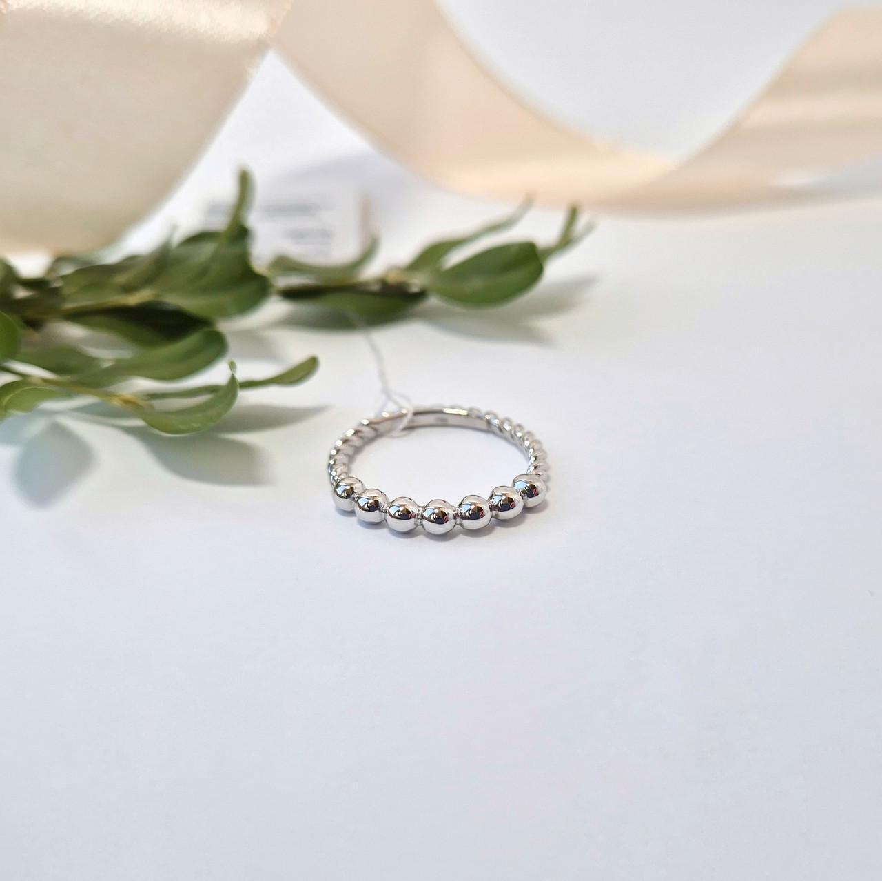 Кольцо без камней шарики серебро 925 пробы родированное 2,18 г р. 17 (л017р)