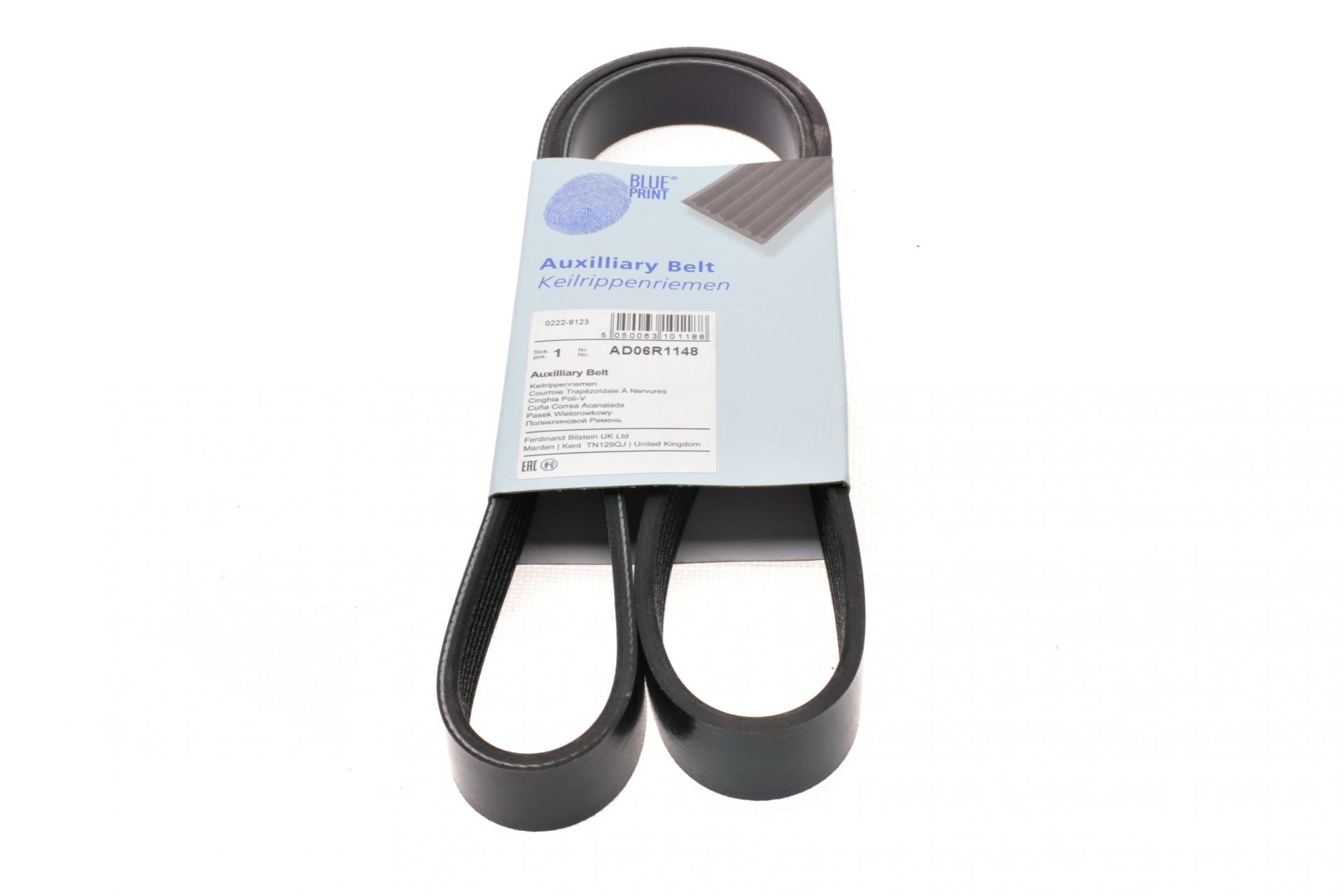 Ремень генератора BLUE PRINT Renault Master 2.2-2.5dCi 00-/Opel Movano/Vivaro 2.2-2.5 DTI 00- 6PK1148 (AD06R1148)