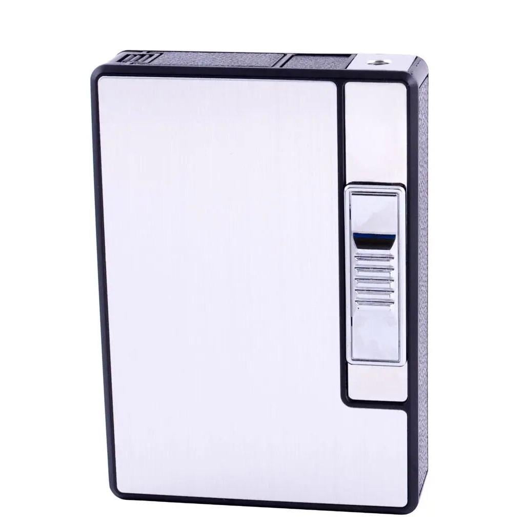 Портсигар на 10 сигарет с зажигалкой FOCUS №HL-150 Silver (10834)