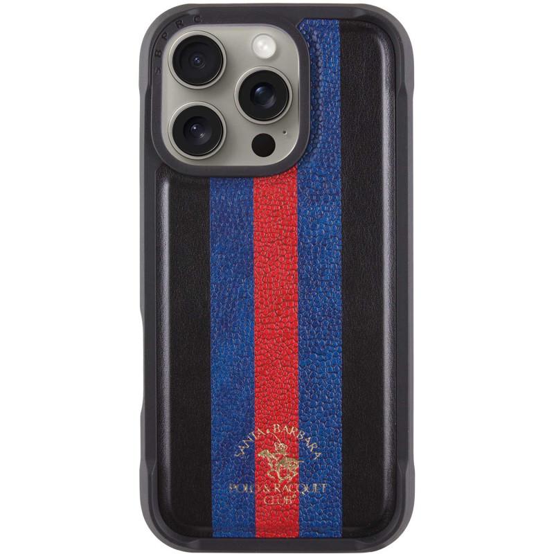 Противоударный кожаный чехол Polo Santa Barbara Barton для Apple iPhone 16 Pro Max (6.9") Black / Navy