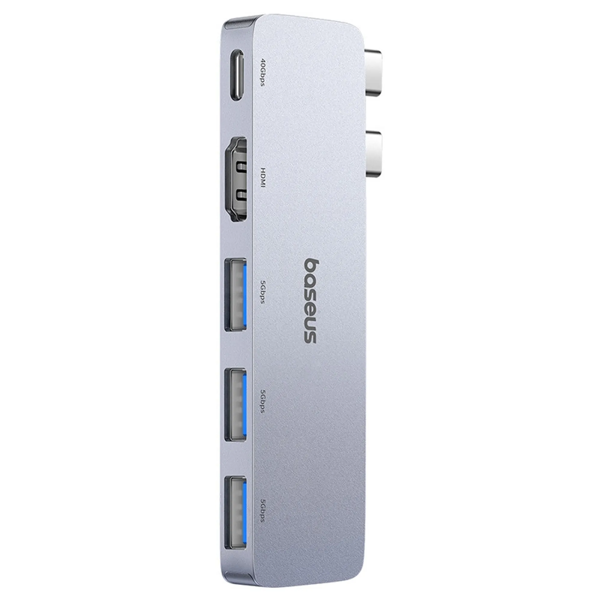 Хаб USB BASEUS UltraJoy Series 5-Port HUB USB-Cх2 to USB-C 40Gbpsх1+HDMI 4K@30Hzх1+USB3.0х3 B00052801811-04 Grey