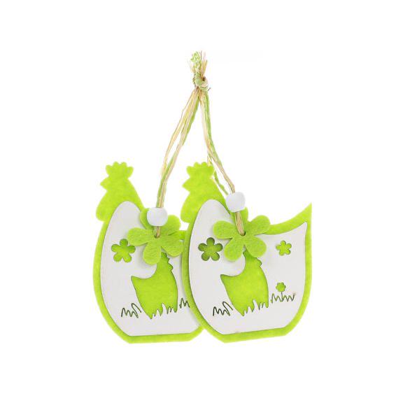 Декор пасхальный на подвесе BonaDi Курочка 9 см 2 шт Зеленый (781-900)