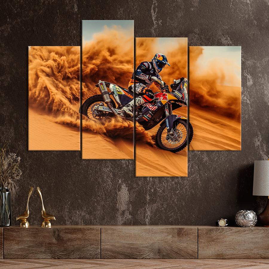 Картина Автомобиль Мощный мотоцикл в пустыне 129x90 см (A1214-4)