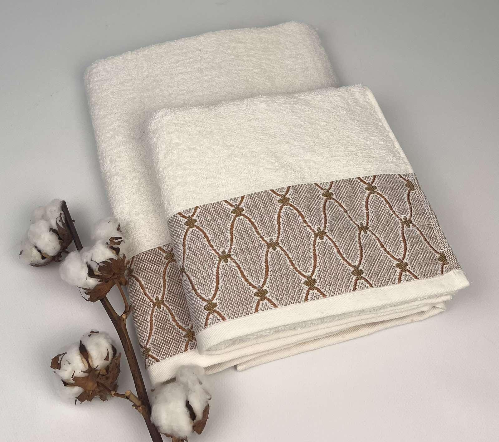 Набір рушників Altinbasak Pera Wendy 2 шт. Молочний (CN28551) - фото 1 Набір рушників Altinbasak Pera Wendy 2 шт. Молочний (CN28551) - фото 1