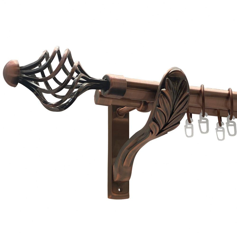 Карниз металлический Orvit Арезо двухрядный ретро/гладкая труба/кольцо металлическое Медь 25/19 мм 300 см (00-00011580)