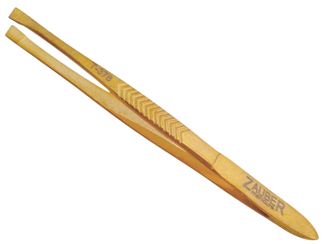 Пінцет для брів прямий Zauber-manicure T-378 Золотий (27735379)