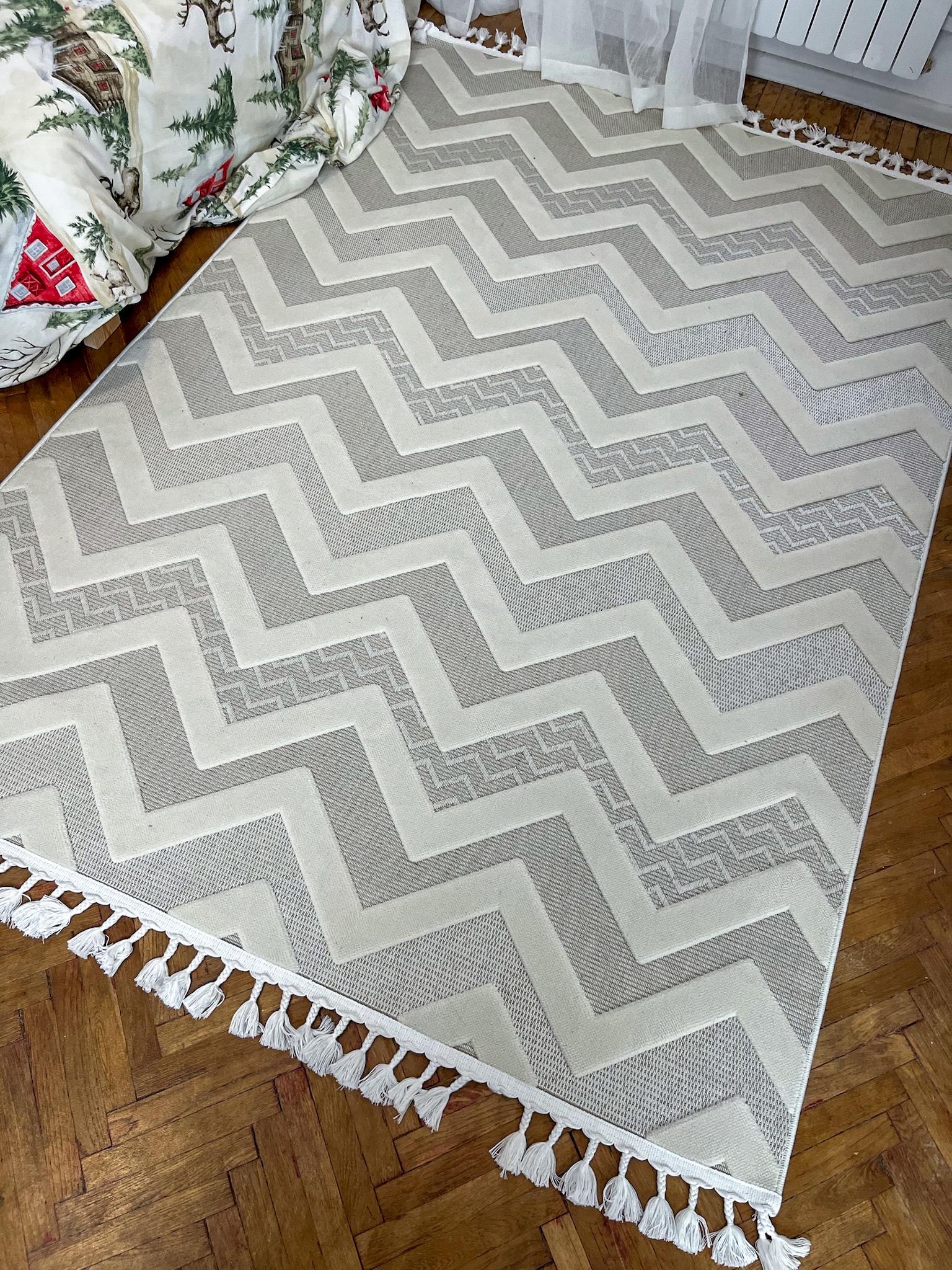 Килим прямокутний з геометричним дизайном 120х180 см Сірий