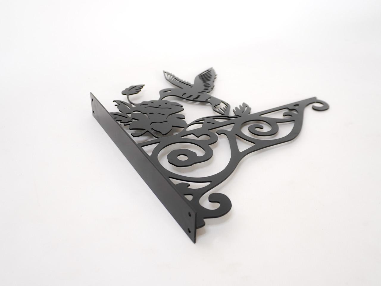 Кронштейн Колибри для кашпо с цветами метал Черный (Б009) - фото 3 Кронштейн Колибри для кашпо с цветами метал Черный (Б009) - фото 3