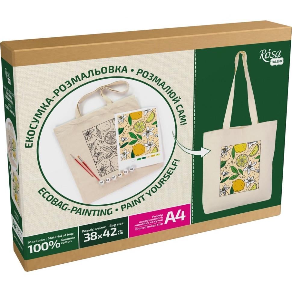 Набір для творчості ROSA N0003610 екосумка-розмальовка Лимони 38х42 см (RLT54445)