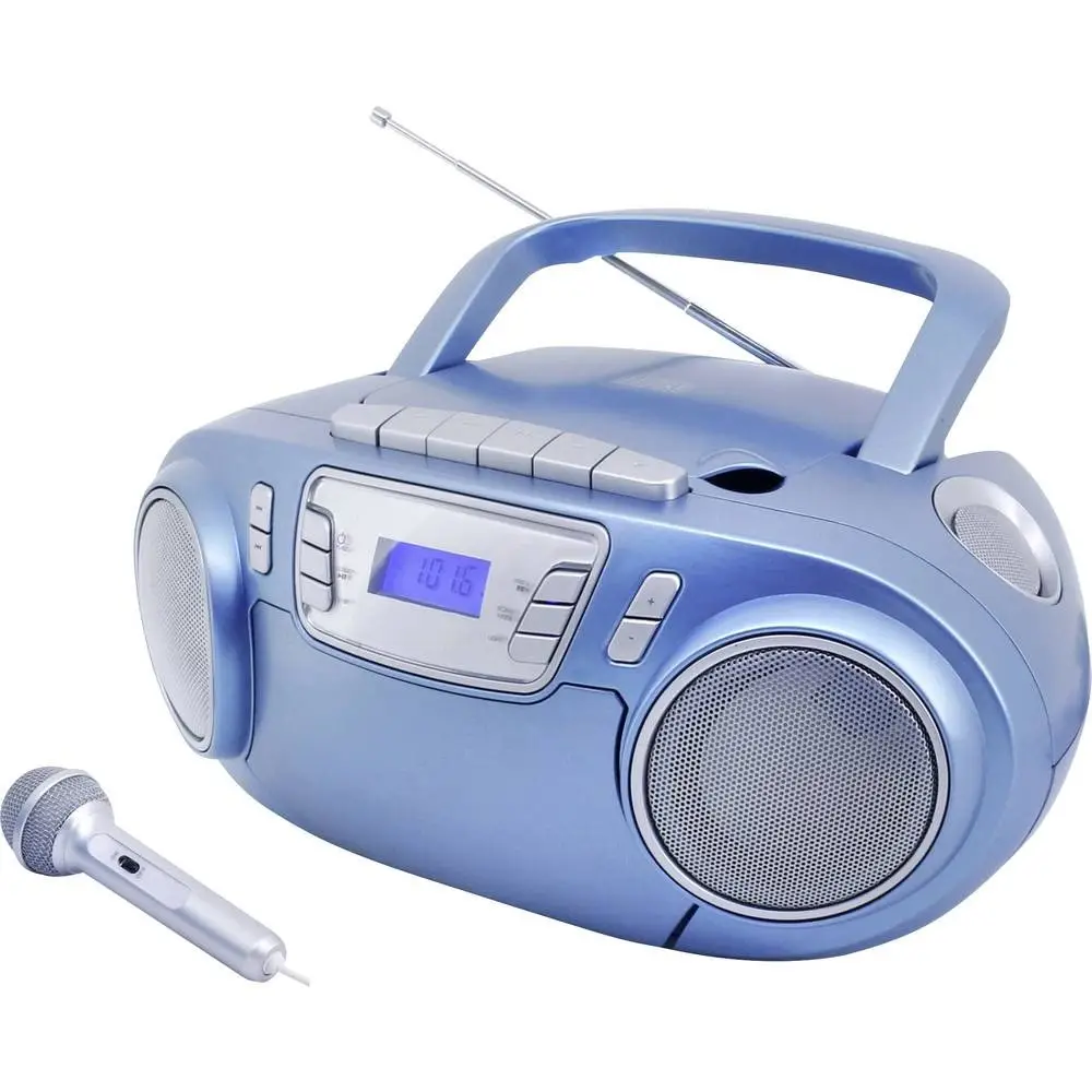 Бумбокс CD-програвач FM USB касета Soundmaster SCD5800BL з караоке-мікрофоном Синій