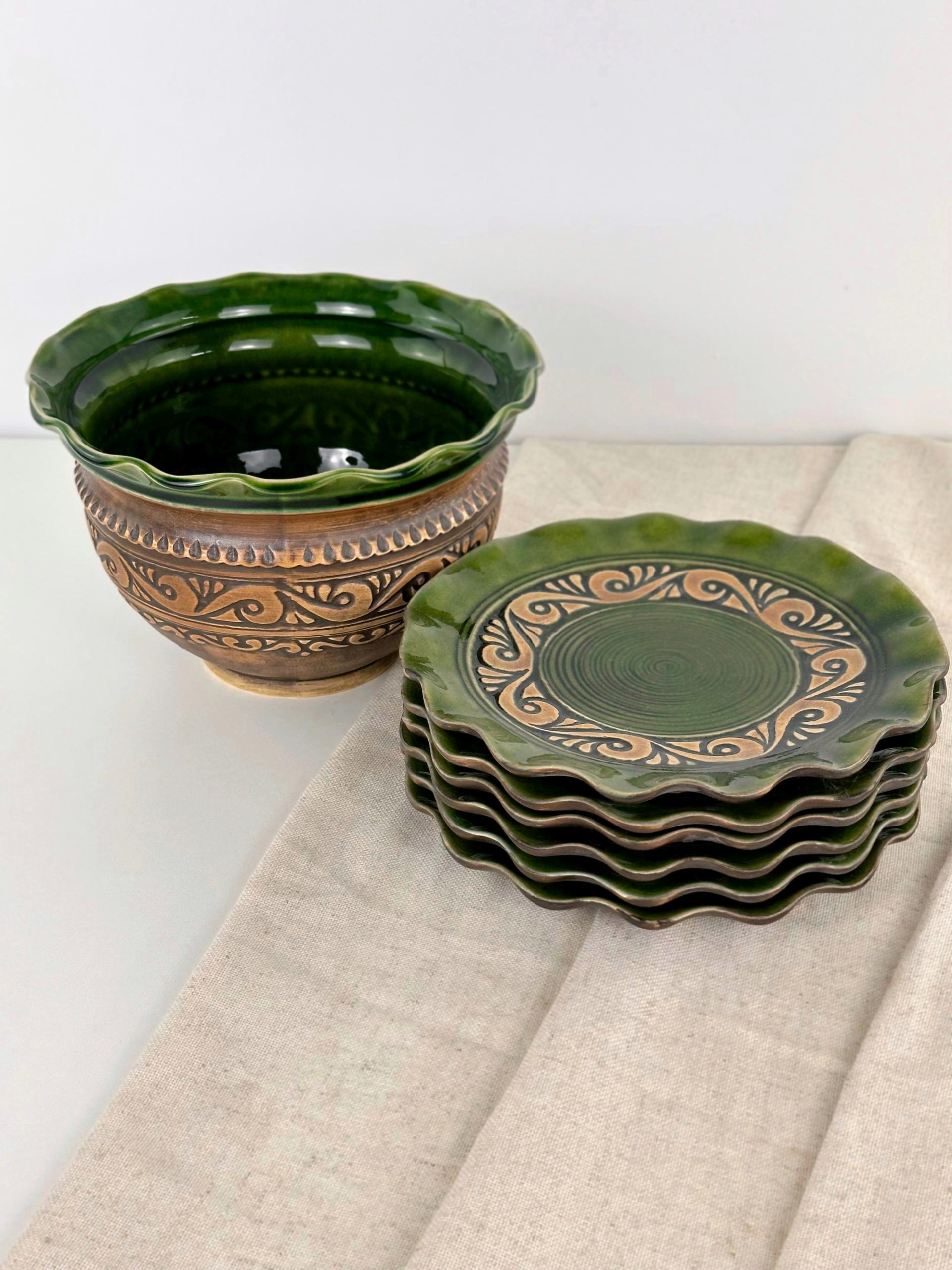 Набор глиняной посуды Рождественский для кутьи Гражда на 6 человек Коричневый (17019-38)