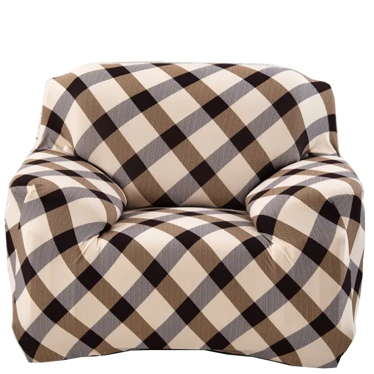 Чехол на кресло HomyTex клетка универсальный Коричневый (6-12216)