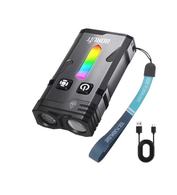 Брелок-ліхтарик Boruit EV10 EDC RGB Light 1100LM з магнітом Type-C заряджання (25438792)