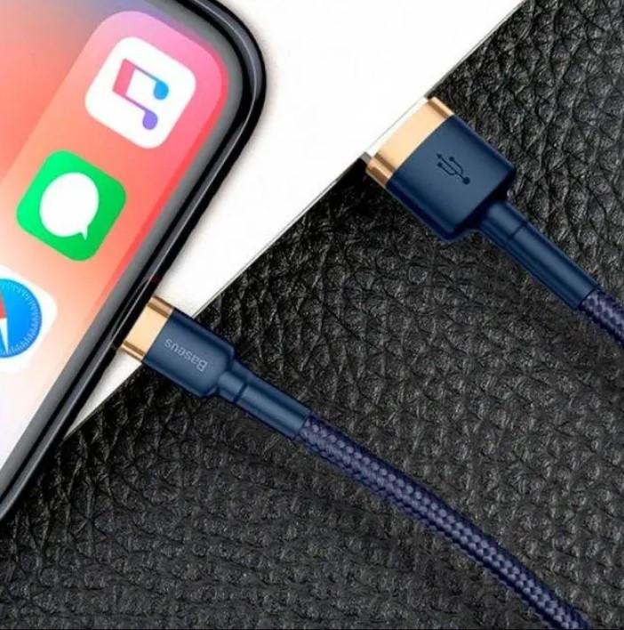 Кабель Baseus Cafule Lightning 2.4A 1 м Золото-голубой - фото 5 Кабель Baseus Cafule Lightning 2.4A 1 м Золото-голубой - фото 5