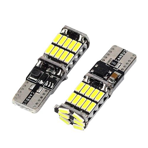 2x LED T10 W5W лампа в автомобиль, 26 SMD 4014, с обманкой Canbus, белый