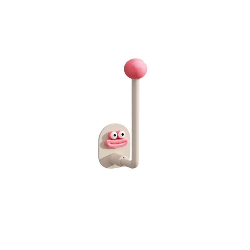 Крючок самоклеящийся настенный с мультяшным лицом 1 шт. Белый/Розовый (2690600675)