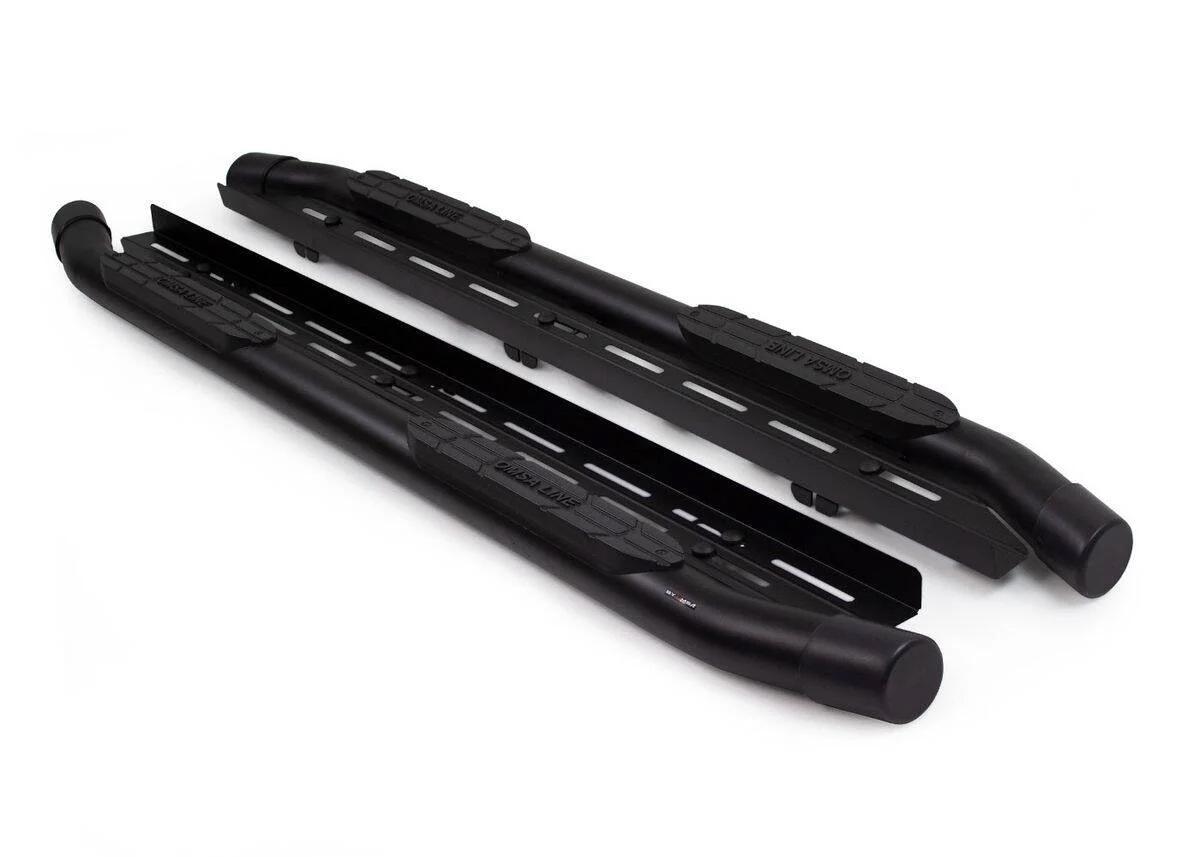 Боковые пороги Amazon Black Omsa Line для Volkswagen Amarok 2022-гг. металл 2 шт. Черный