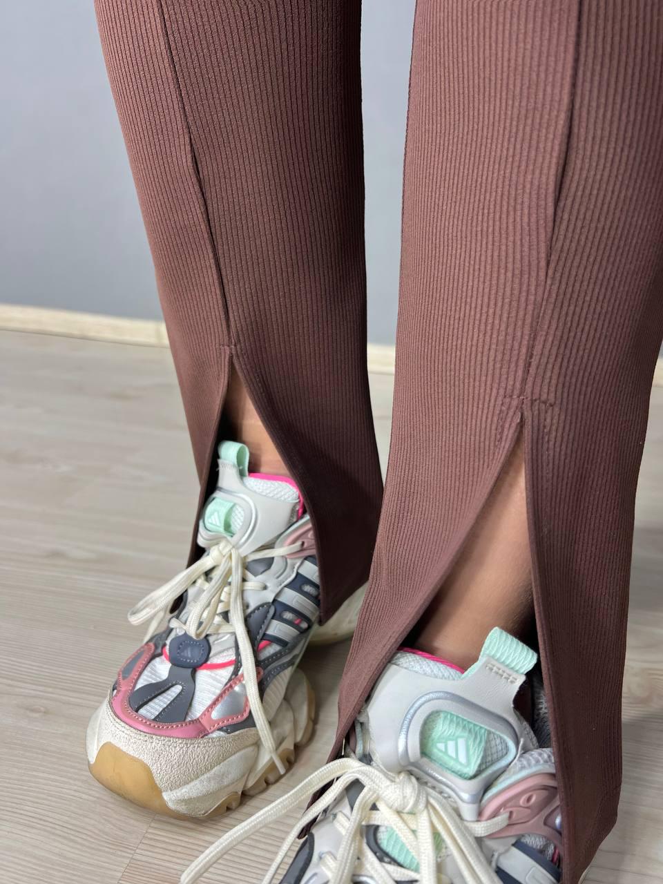 Лосины женские Prenses 535 с высокой посадкой и разрезами клеш L Коричневый (4063) - фото 2