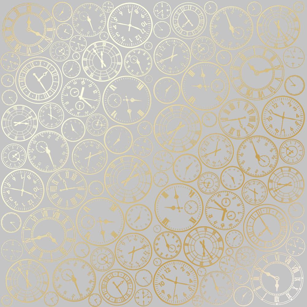 Лист бумаги односторонний Golden Clocks с фольгированием 30,5х30,5 см Gray