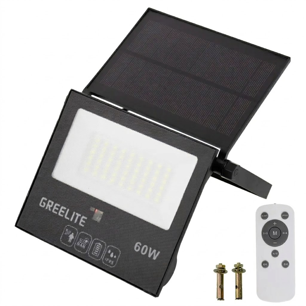 Прожектор уличный Greelite JX-60 60W с пультом IP65 солнечная батарея 140х122х28 см Black (3_08320)