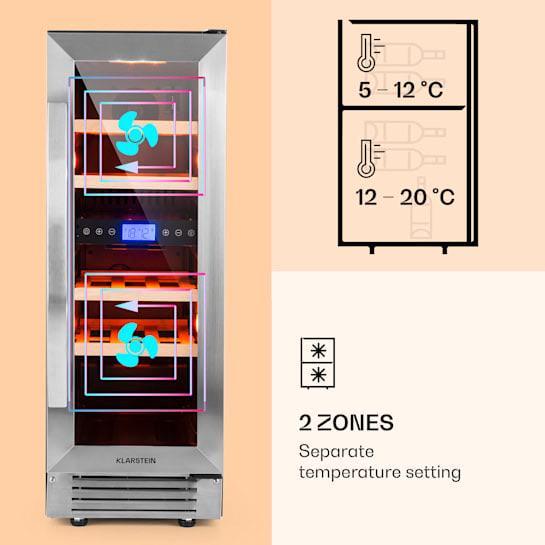 Холодильник для вина KLARSTEIN Vinovill17 Built-In Duo 2 зоны стеклянные двери 53 л (10032030) - фото 6 Холодильник для вина KLARSTEIN Vinovill17 Built-In Duo 2 зоны стеклянные двери 53 л (10032030) - фото 6