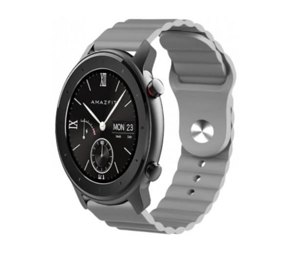 Ремінець силіконовий BeWatch для Xiaomi Amazfit Stratos 3/GTR 47/GTR 2 22 мм Wave Сірий (1020704) - фото 4 Ремінець силіконовий BeWatch для Xiaomi Amazfit Stratos 3/GTR 47/GTR 2 22 мм Wave Сірий (1020704) - фото 4