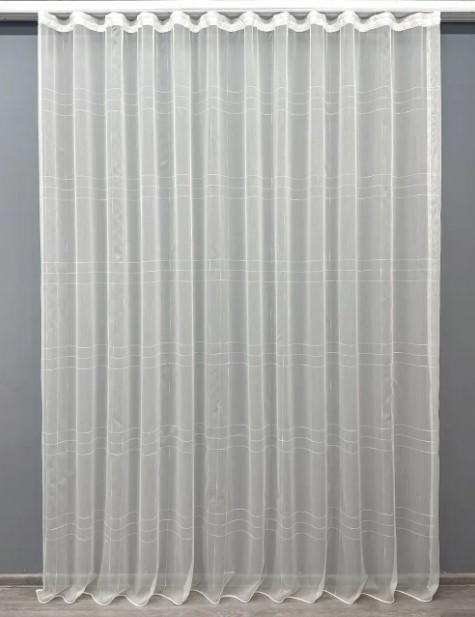 Тюль бамбук в клетку Молочный/Белый (1616т)