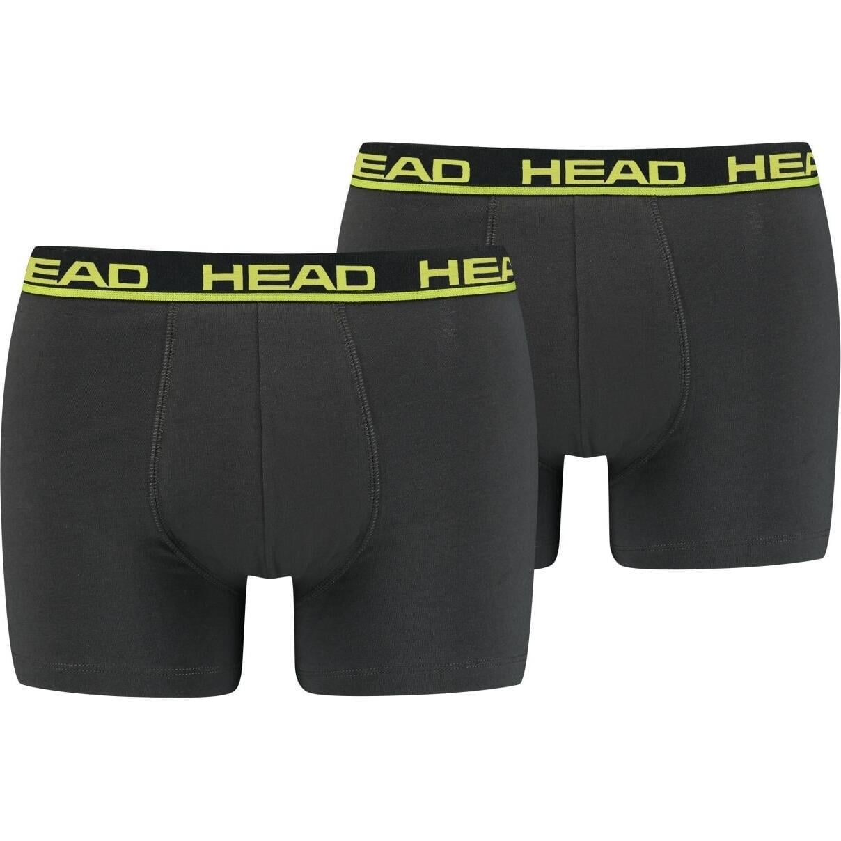 Трусы боксерки Head BASIC BOXER 2P 701202741-009 2 шт. S Темно-серо-лаймовый (56904-45)