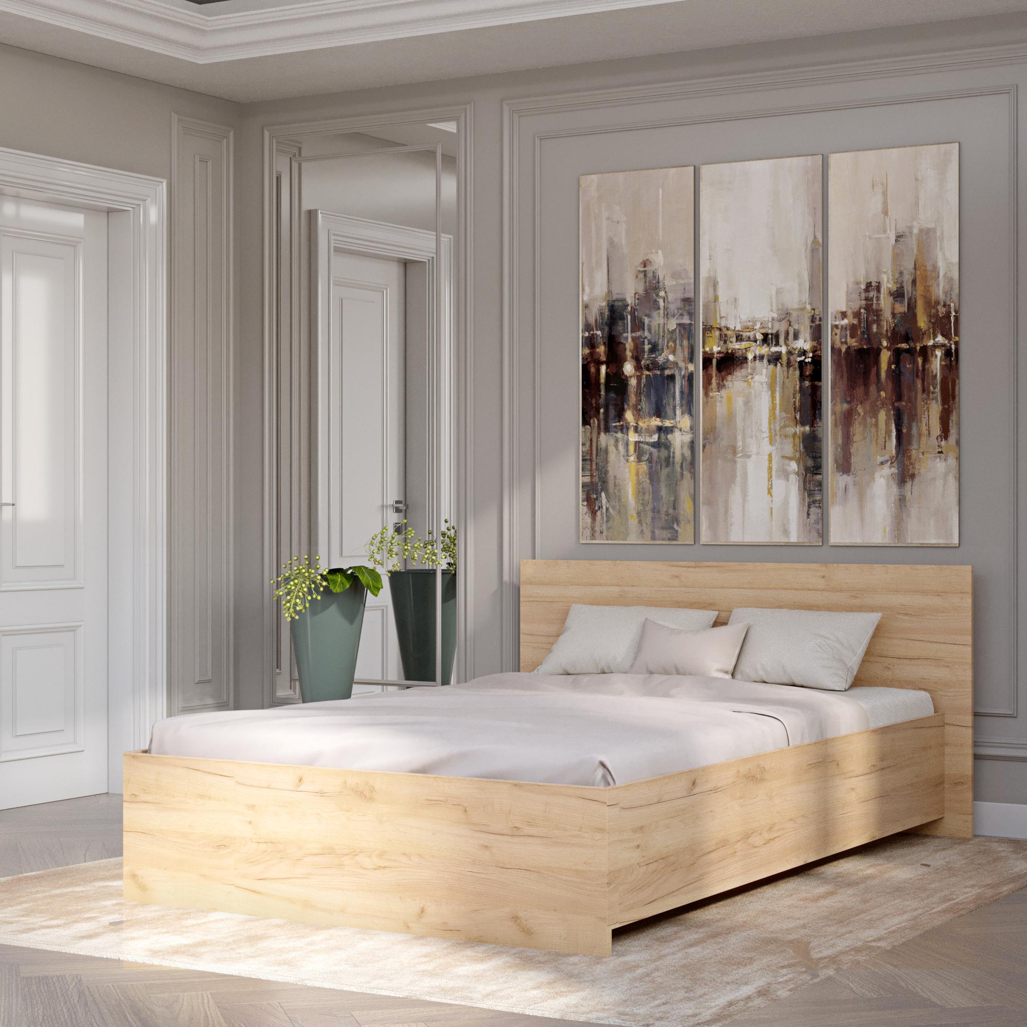 Кровать двуспальная Эверест Соната-1400 140х200 см Дуб крафт золото - фото 2