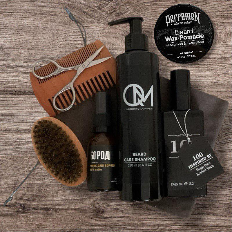 Мужской набор для бороды (тоник лайм+шампунь QM+Hugo Boss Bottled Tonic+Воск) - фото 2